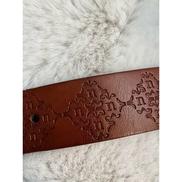 Unbranded Embossed Brown Belt Boho Brown Vegan Leather Large - Picture 4 of 5